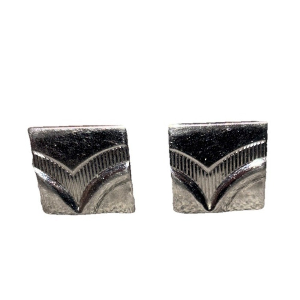 Vtg Men's Swank Square Silvertone Cufflinks